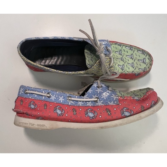Sperry + Vineyard Vines Topsider Women's nautical Multi Color Boat Shoes Size 9 - Picture 3 of 12